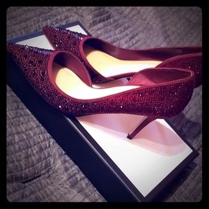 Ella ombré embellished d'Orsay heels in grenadine